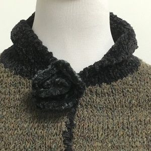RONI RABL brown black velvet vintage cardigan sweater top USA S